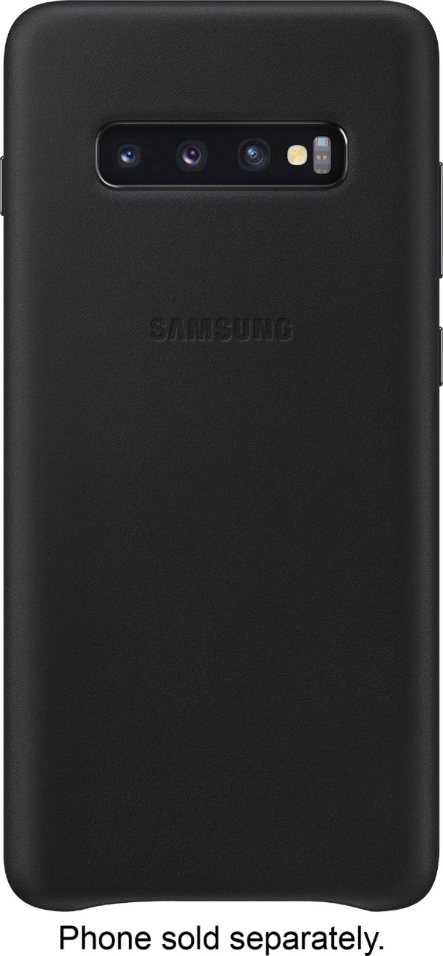 Front. Samsung - Leather Folio Case for Samsung Galaxy S10+ - Black.