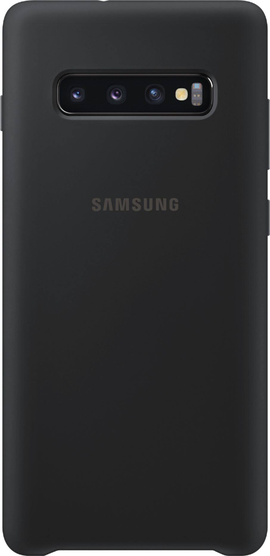 Front. Samsung - Silicone Case for Samsung Galaxy S10+ - Black.