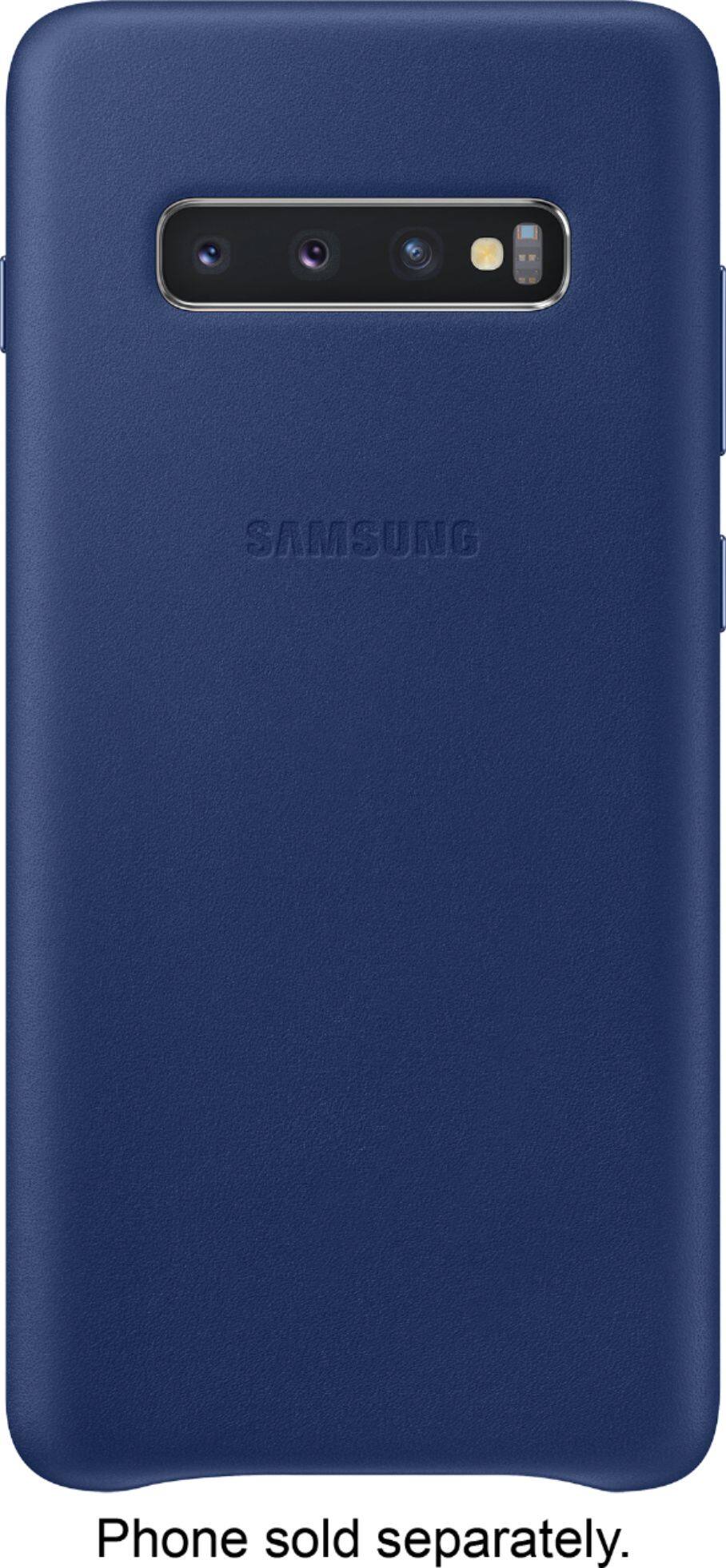Front. Samsung - Leather Folio Case for Samsung Galaxy S10+ - Navy.
