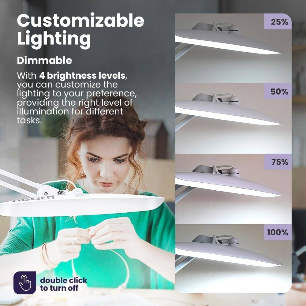 Customizable Lighting

Dimmable

With 4 brightness levels, you can customize the lighting to your preference, providing the right level of illumination for different tasks.

25% 50% 75% 100%

double click to turn off