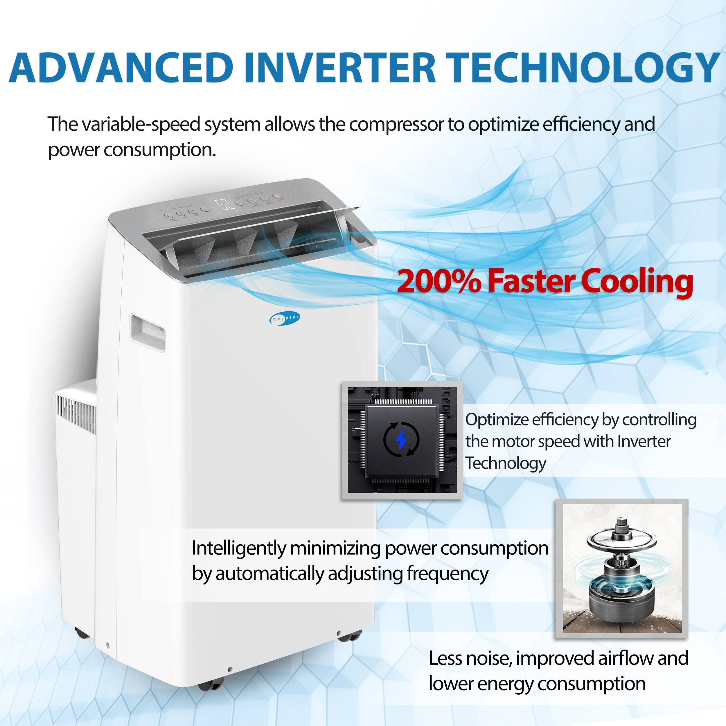 Alt View 13. Whynter - ARC-1230WN 600 Sq.Ft Smart NEX Inverter Portable Air Conditioner - White.