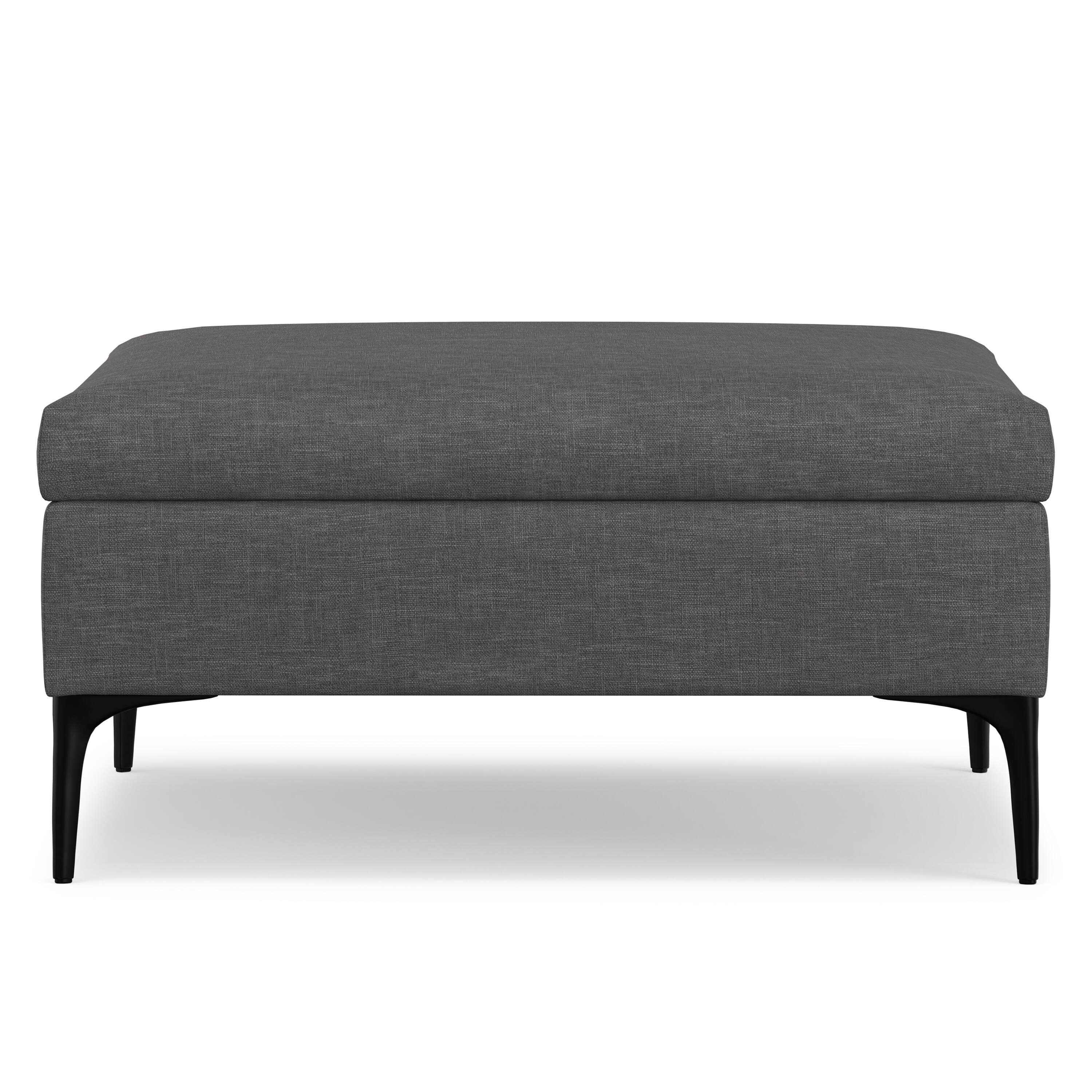 Alt View 2. Simpli Home - Rebecca 36 inch Mid Century Coffee Table Storage Ottoman with Lift Up Lid in Slate Grey Polyester Linen, Assembled - Slate Grey.