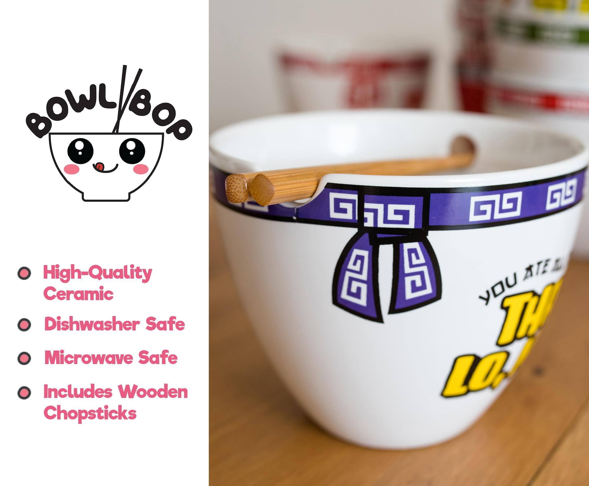 Bowl Bop High-Quality Ceramic Dishwasher Safe Microwave Safe Includes Wooden Chopsticks YOU ATE ME!