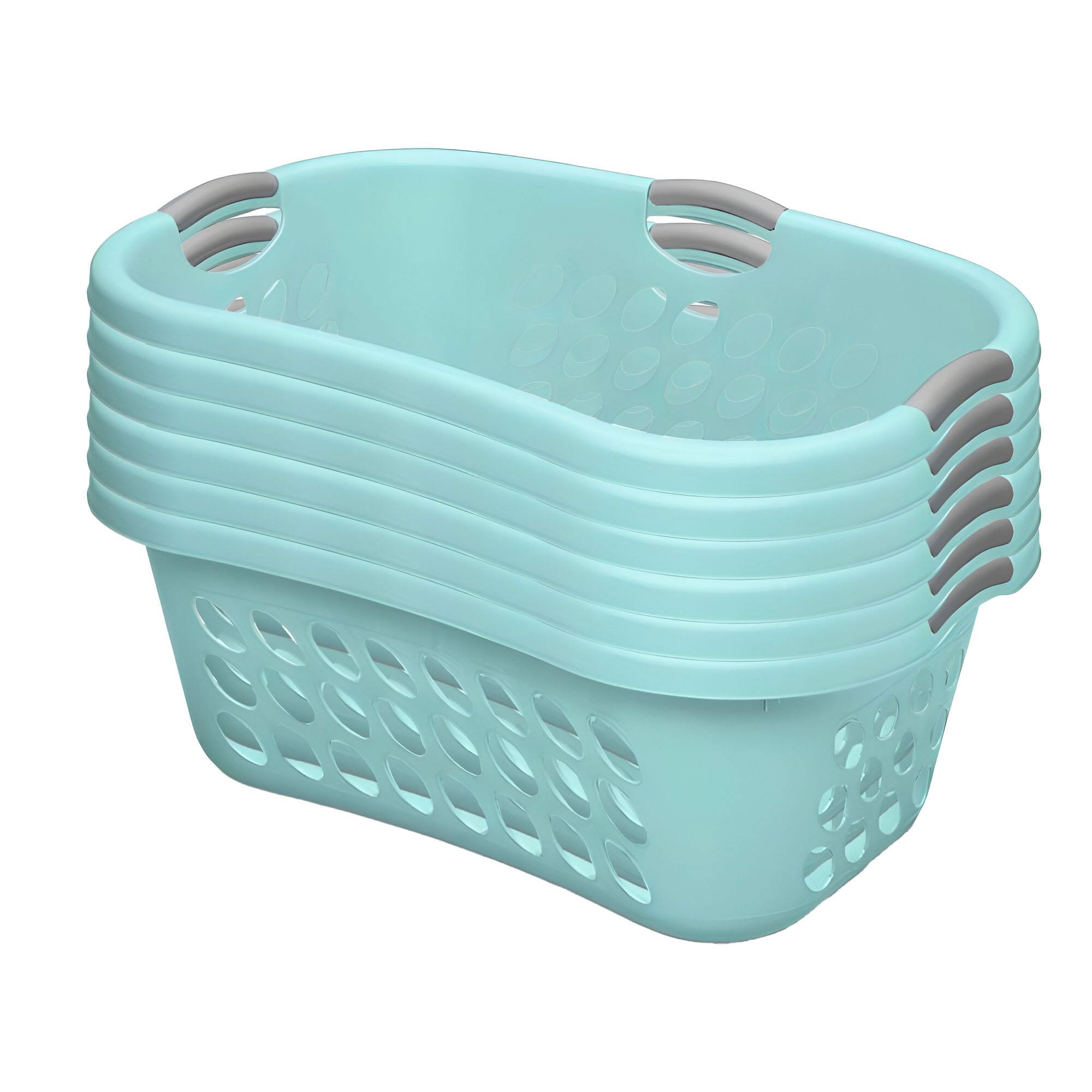 Sterilite - 6 Pack Plastic Laundry Basket Ultra HipHold 1.25 Bu Contour Rim - Mint