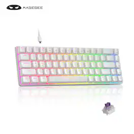 MageGee - MK-BOX Rapid Trigger Magnetic Switch Keyboard 68-Key Wired Hall Effect RGB Hot Swappable Keyboard - White