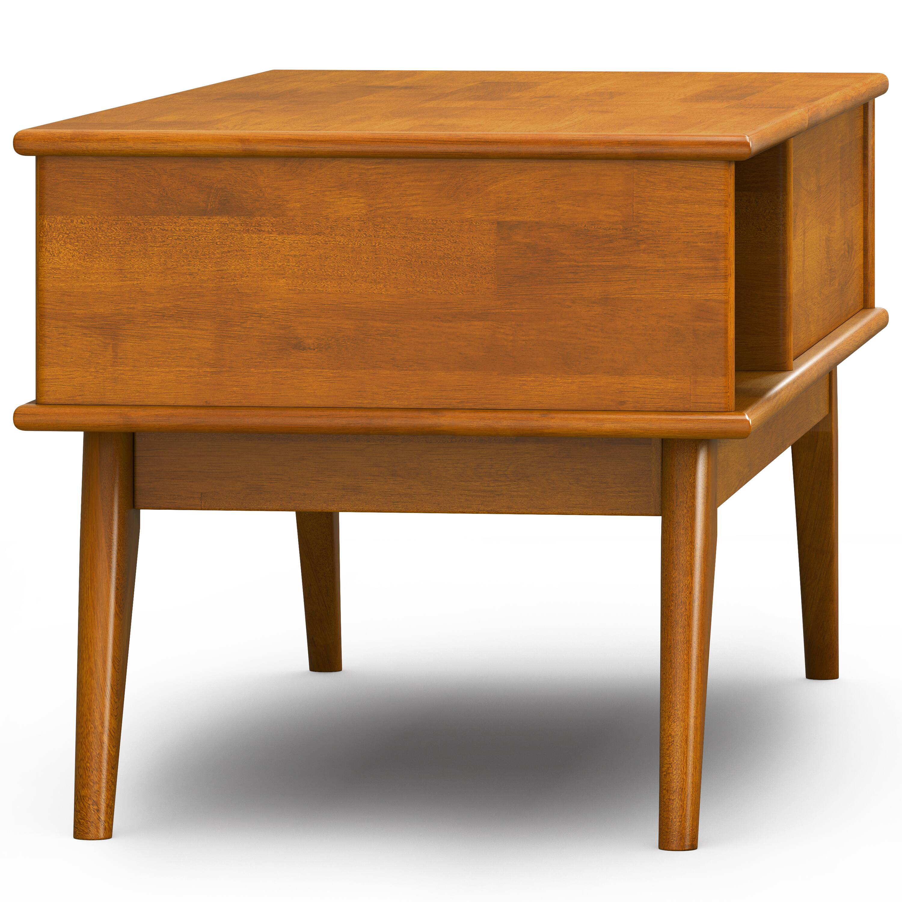 Alt View 6. Simpli Home - Draper 48 inch Wide Solid Wood Lift Top Coffee Table in Teak Brown - Teak Brown.