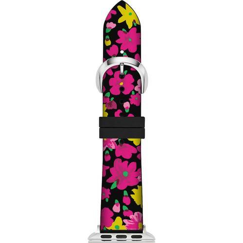 kate spade new york - Silicone Watch Strap for Apple Watch® 38mm and 40mm - Black and Pink Floral-Angle_Standard 