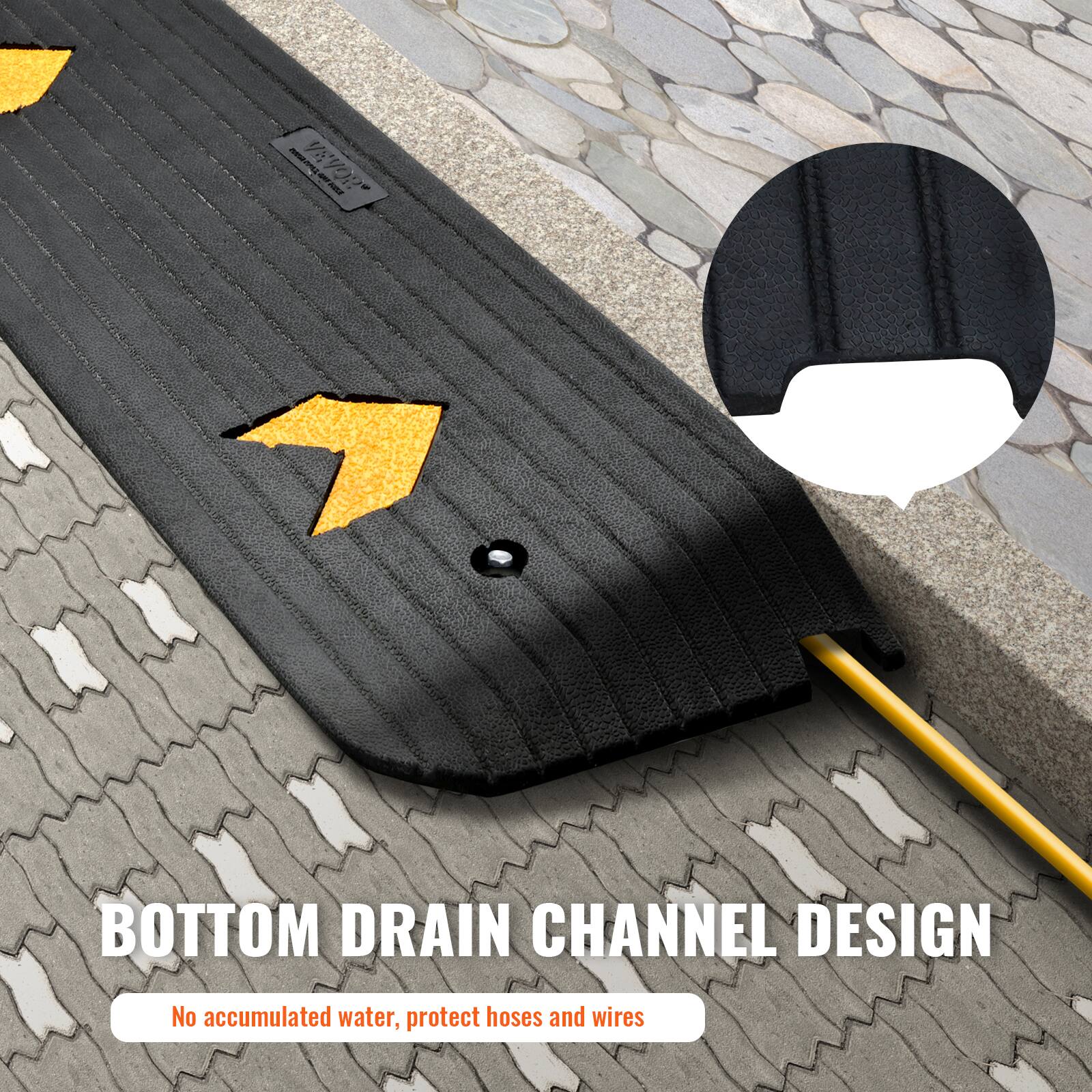 BOTTOM DRAIN CHANNEL DESIGN  
No accumulated water, protect hoses and wires