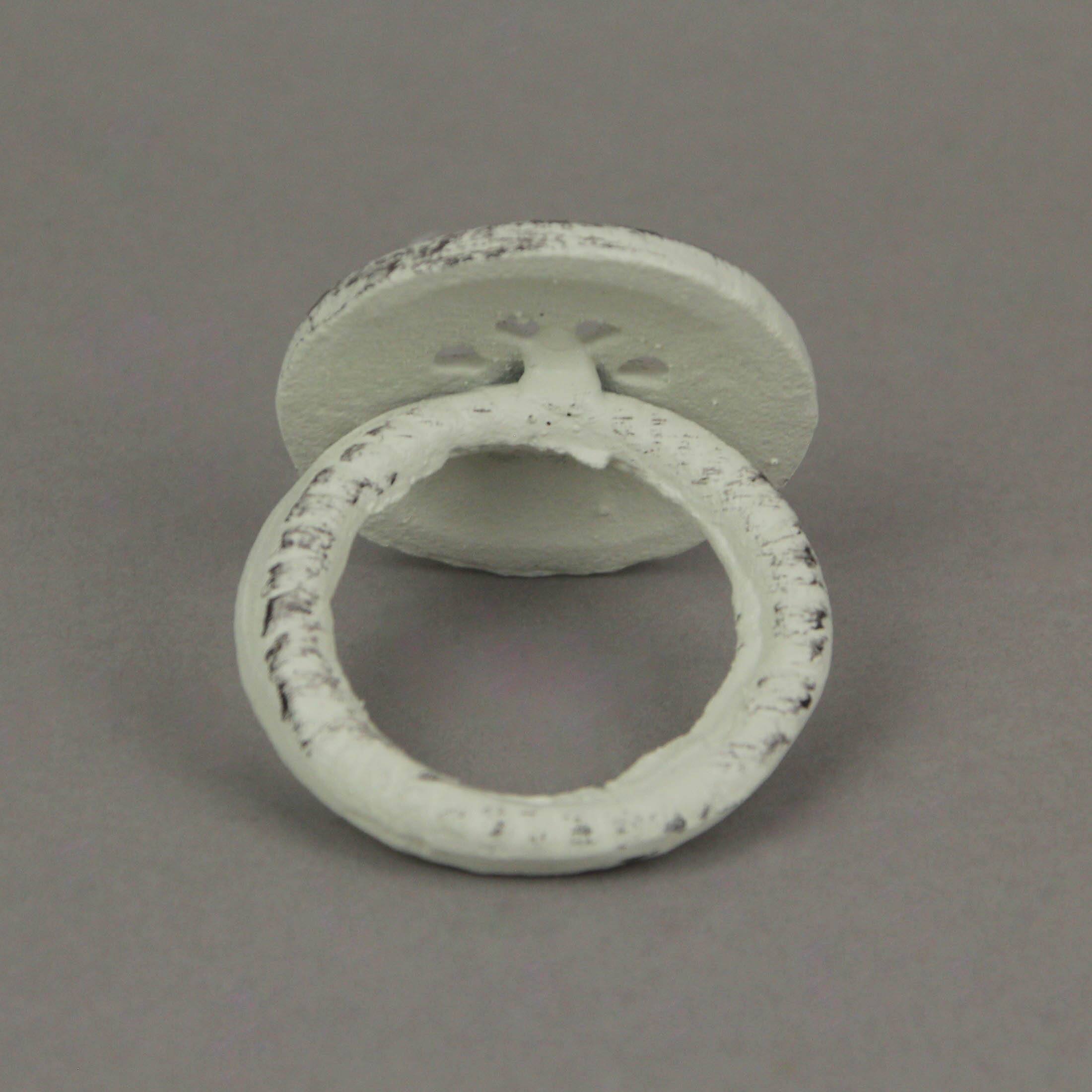 Alt View 2. Zeckos - Set of 6 White Cast Iron Compass Rose Napkin Rings Decorative Nautical Dining - White.