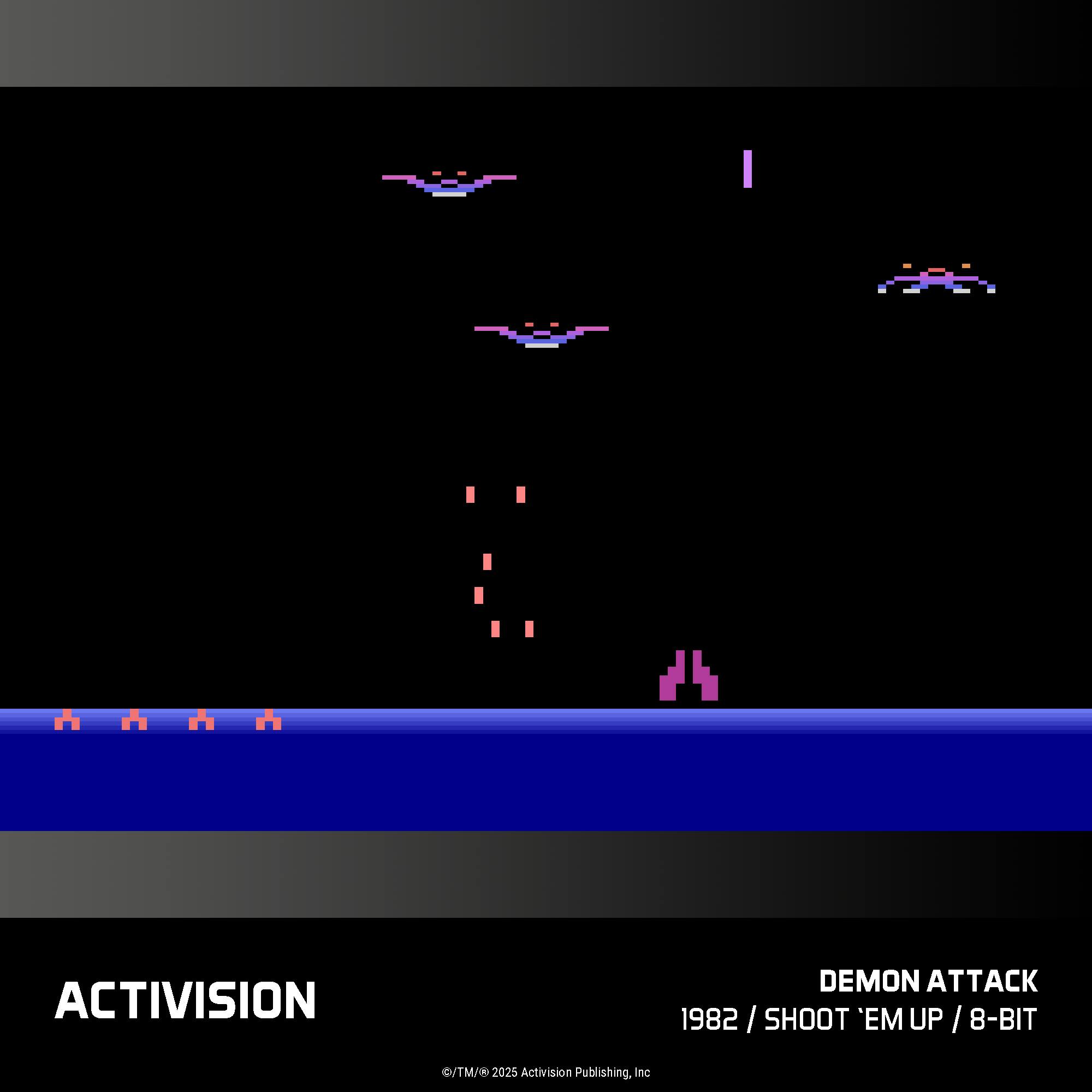 ACTIVISION  
DEMON ATTACK  
1982 / SHOOT 'EM UP / 8-BIT  
©/TM/ © 2025 Activision Publishing, Inc.