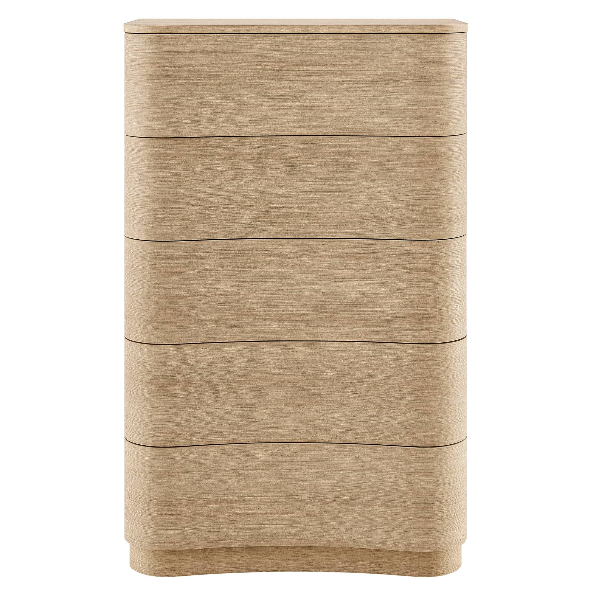 Alt View 4. Modway - Mirae 5-Drawer Curved Dresser Chest of Drawers by Modway - Brush Light Oak.