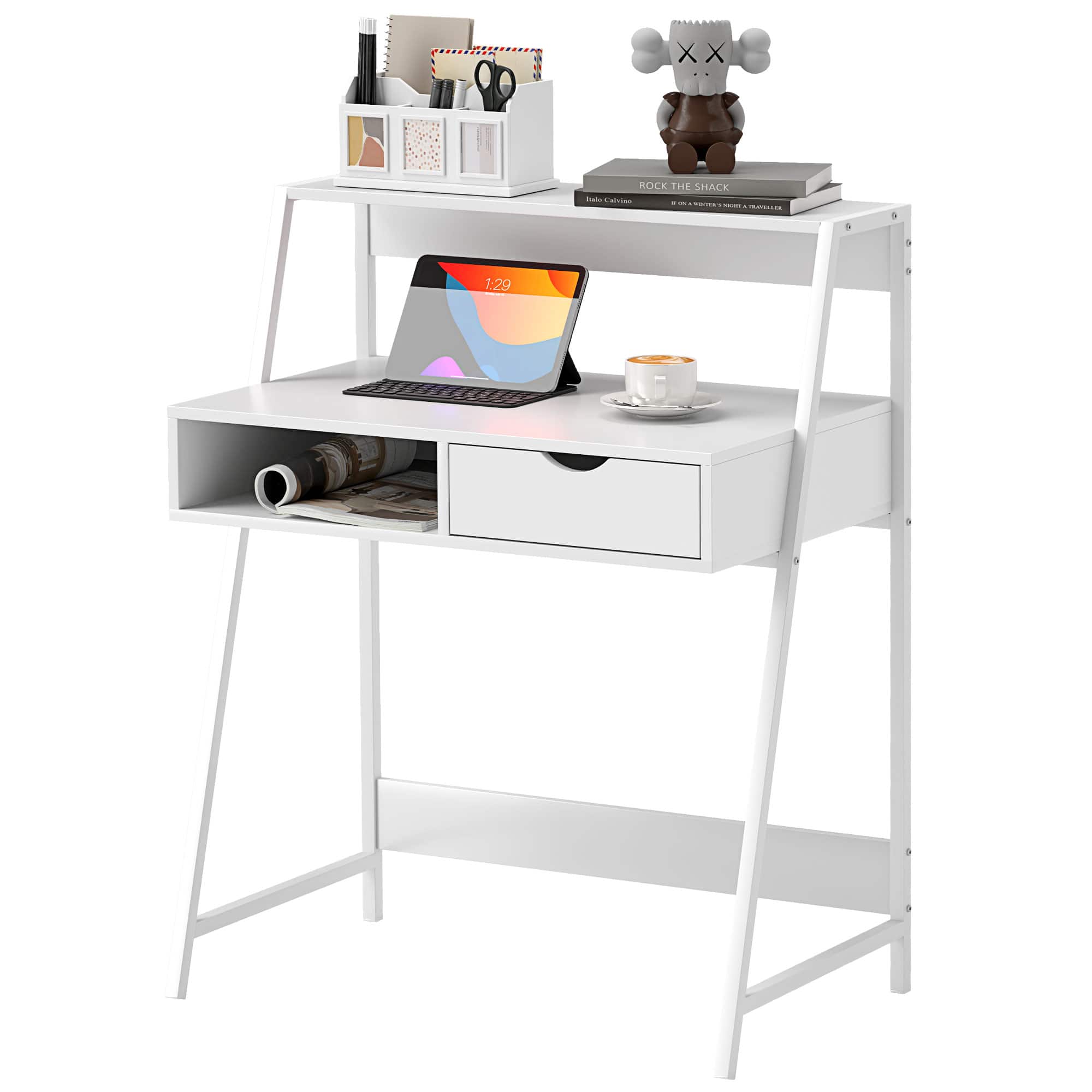 Homcom - Home Office desk, Computer Desk for Small Spaces - White