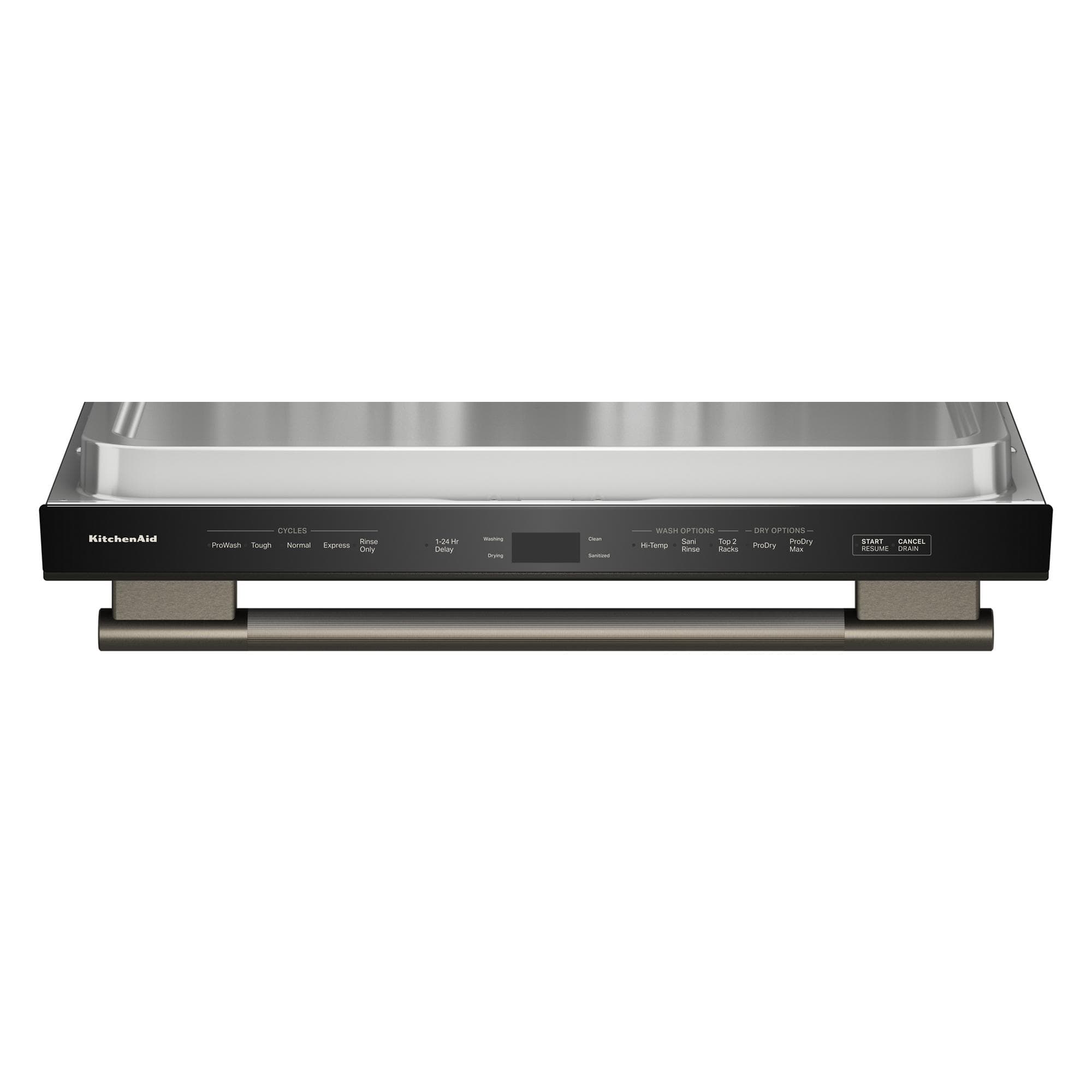 KitchenAid
CYCLES
- Bottle & Glass
- Quick Wash
- Eco
- Normal
- Heavy
- Sanitize
- 1-34 Hr
- Rinse
WASH OPTIONS
- Wash
- Sanitize
- Top 2
- ProDry
- Rinse
DRY OPTIONS
- Heated Dry
- Towel Dry
- ProDry
- Extra Dry
- Only
START CANCEL
- Delay
- Resume
- Drain
RESUME DRAIN