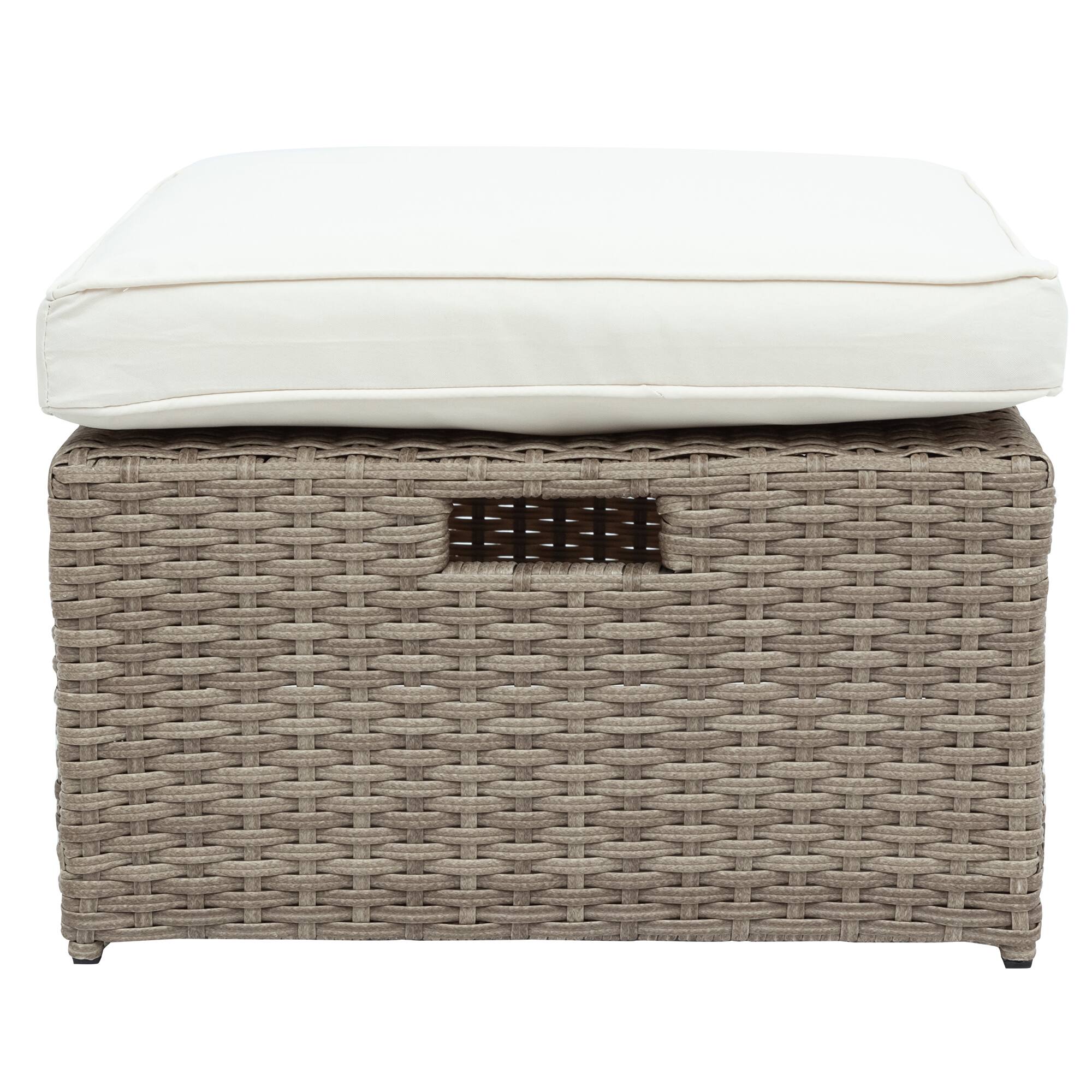 Alt View 7. Siljoy - U-style 4-Piece Patio Set, All Weather Wicker Sofa with Ottoman & Cushions - Beige.