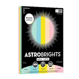 Astrobrights - 8.5" x 11" Color Copy Paper, 24 lbs. 200 Sheets/Ream - Punchy Pastel Assortment