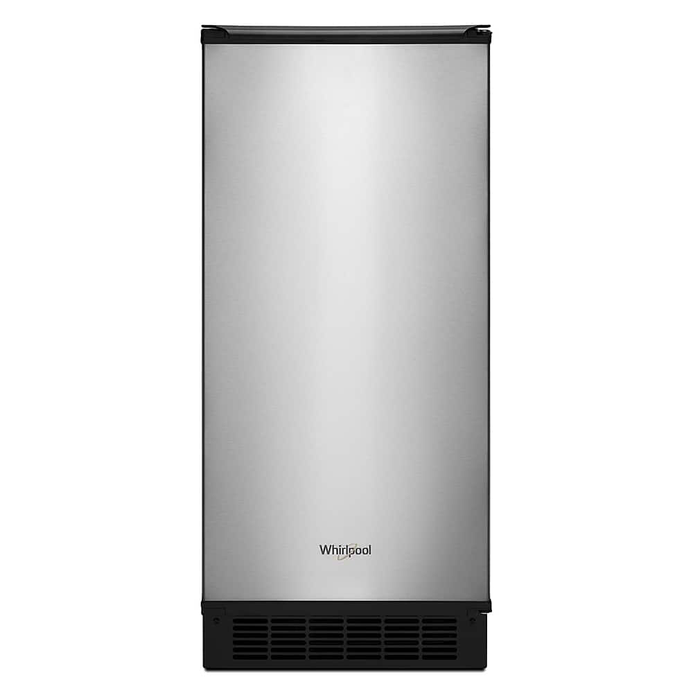 Front. Whirlpool - 15" 29-Lb. Freestanding Icemaker - Stainless steel.