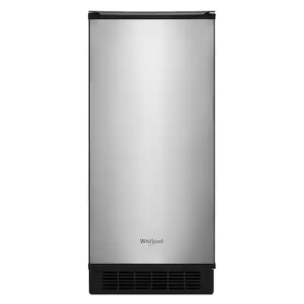 Front. Whirlpool - 15" 29-Lb. Freestanding Icemaker - Stainless steel.
