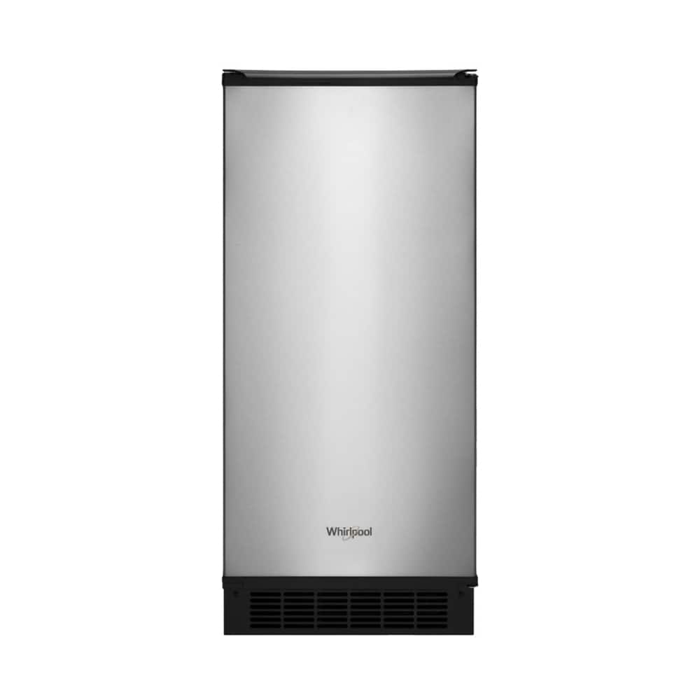 Whirlpool - 15" 50-Lb. Freestanding Icemaker - Stainless Steel - Front_Zoom