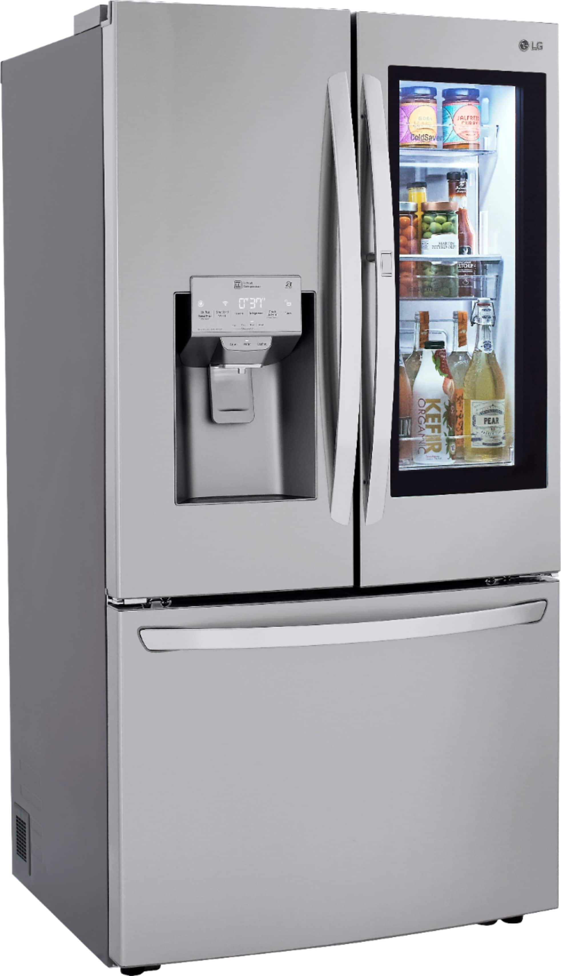 Angle. LG - 29.7 Cu. Ft. French Door-in-Door Smart Refrigerator with Craft Ice - Stainless Steel.