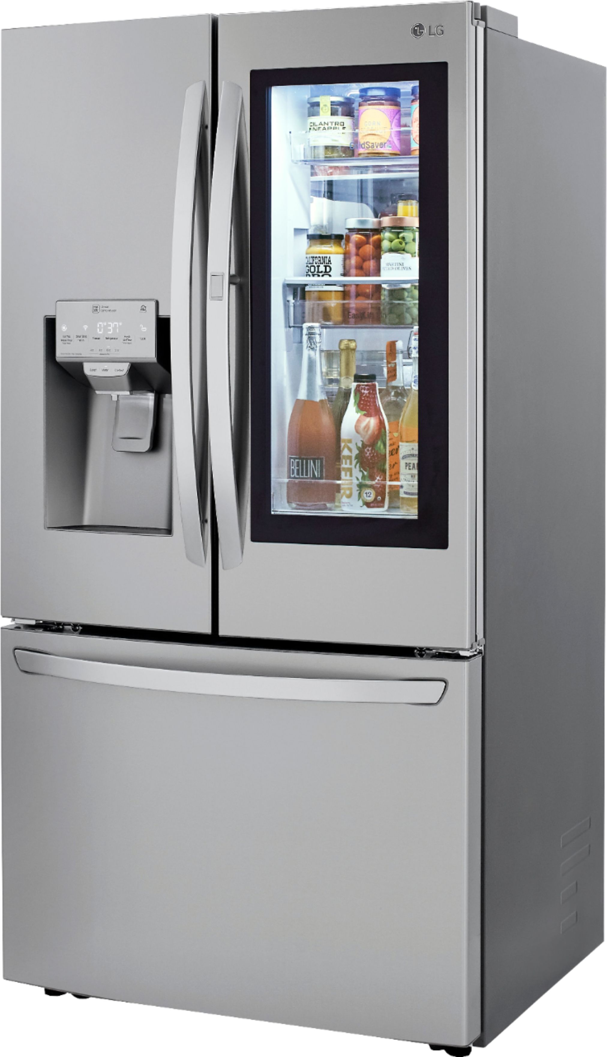Left View: LG - 29.7 Cu. Ft. French InstaView Door-in-Door Refrigerator with Craft Ice - Stainless steel