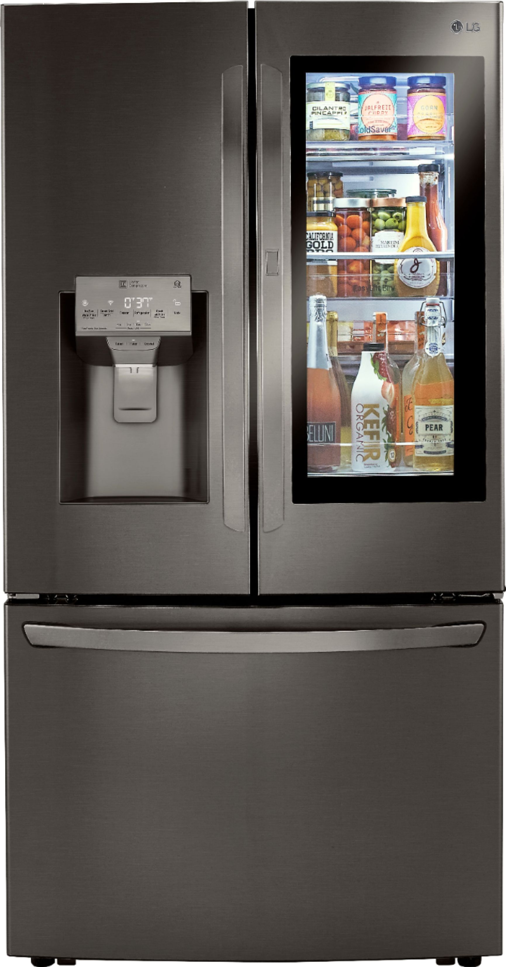LG – 29.7 Cu. Ft. French InstaView Door-in-Door Refrigerator with Craft Ice – Black stainless steel