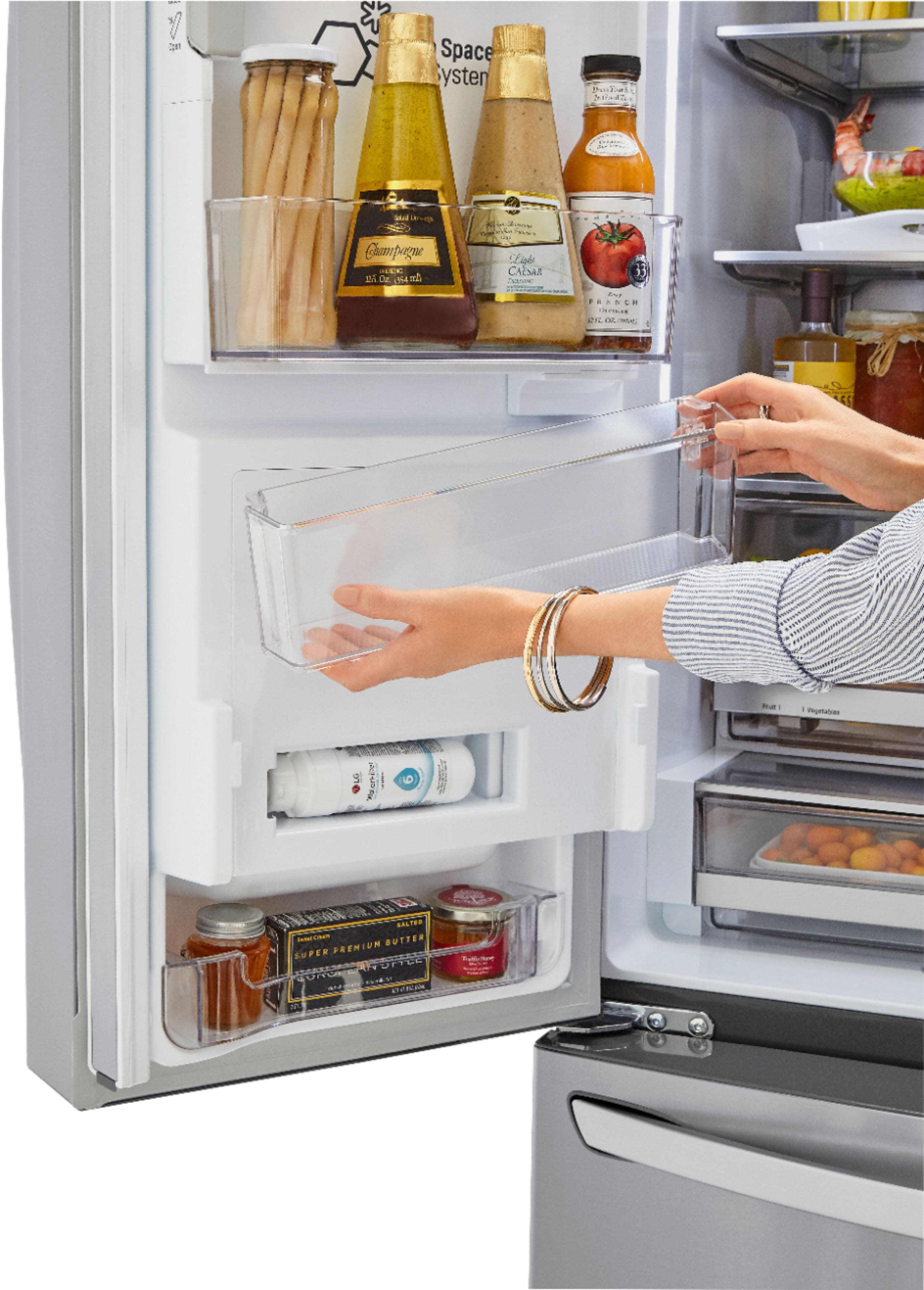 Alt View 22. LG - 23.5 Cu. Ft. French Door-in-Door Counter-Depth Smart Refrigerator with Craft Ice - Stainless Steel.