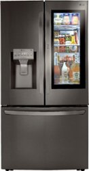 LG - 23.5 Cu. Ft. French Door-in-Door Counter-Depth Smart Refrigerator with Craft Ice and InstaView - Black Stainless Steel - Front_Zoom