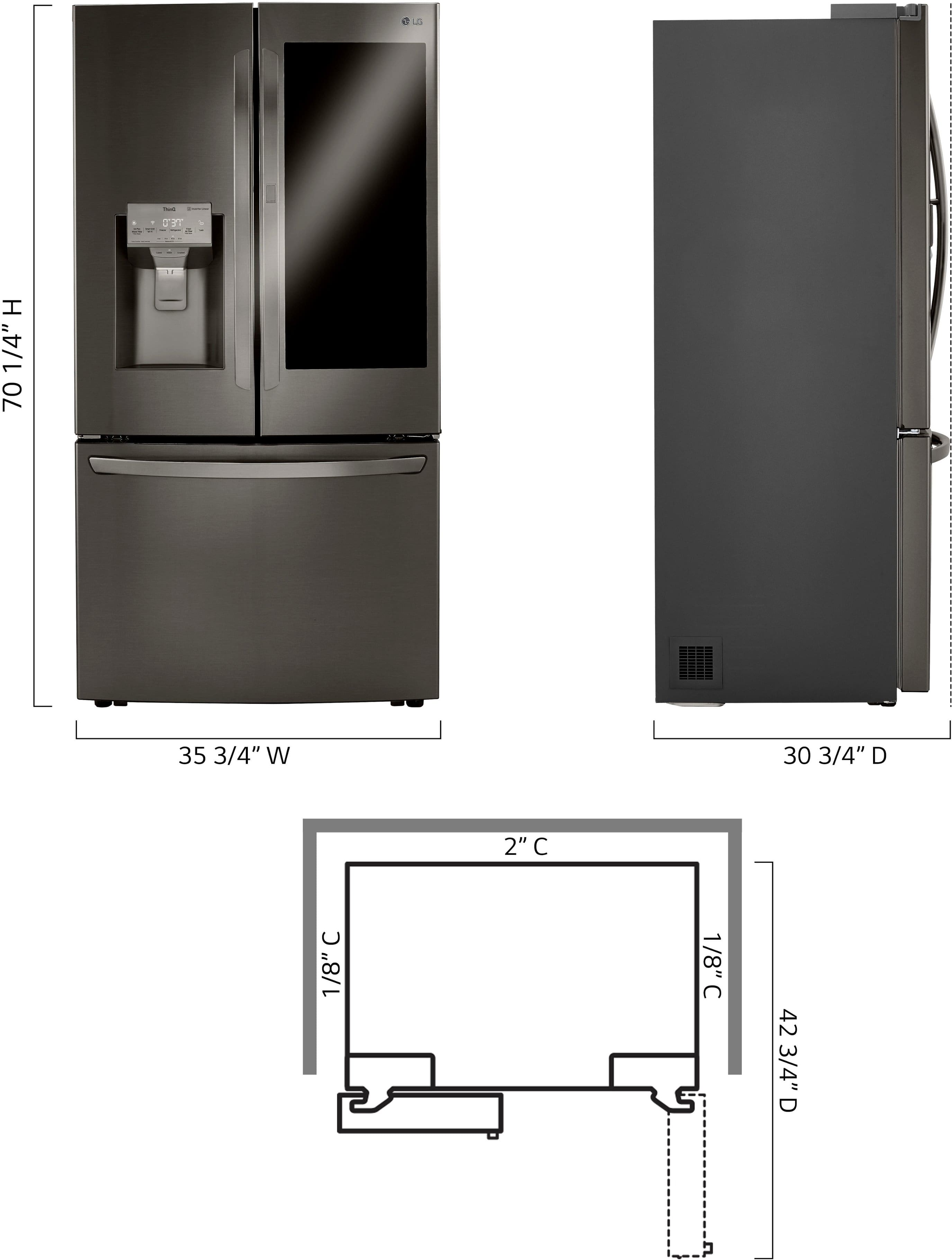 Left View: LG - 23.5 Cu. Ft. French Door-in-Door Counter-Depth Smart Refrigerator with Craft Ice - Black Stainless Steel