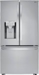 Front. LG - 23.5 Cu. Ft. French Door Counter-Depth Refrigerator - Stainless Steel.