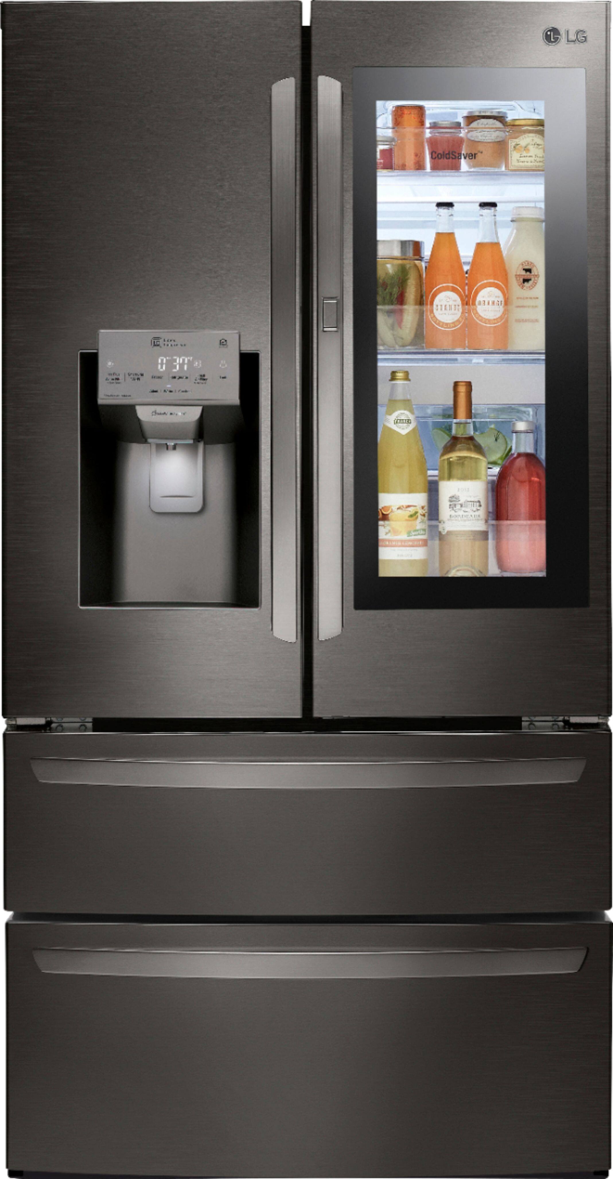Alt View 18. LG - 27.8 Cu. Ft. 4-Door French Door Smart Refrigerator with InstaView - Black stainless steel.