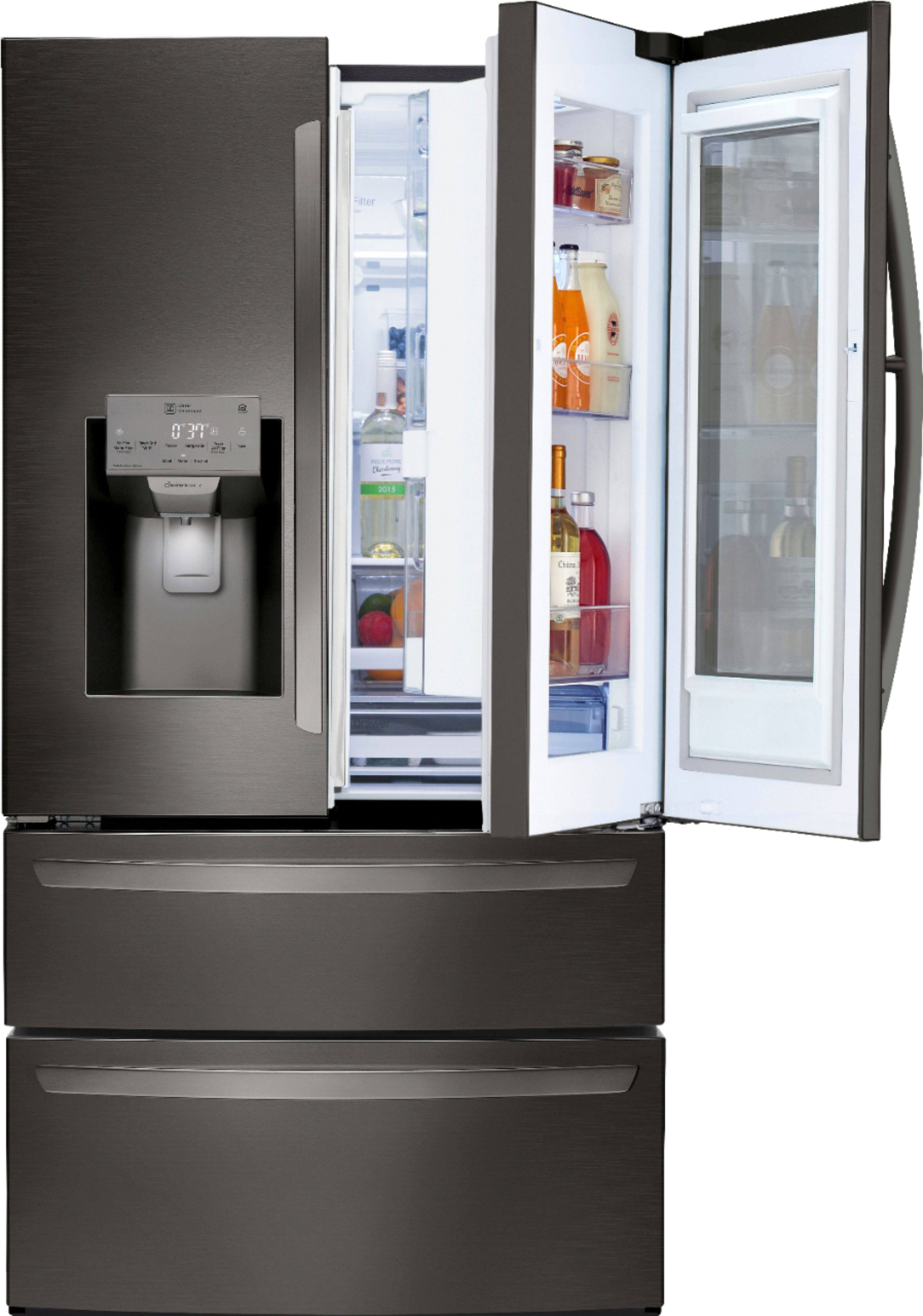 Alt View 12. LG - 27.8 Cu. Ft. 4-Door French Door Smart Refrigerator with InstaView - Black stainless steel.