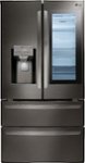 Front. LG - 27.8 Cu. Ft. 4-Door French Door Smart Refrigerator with InstaView - Black Stainless Steel.