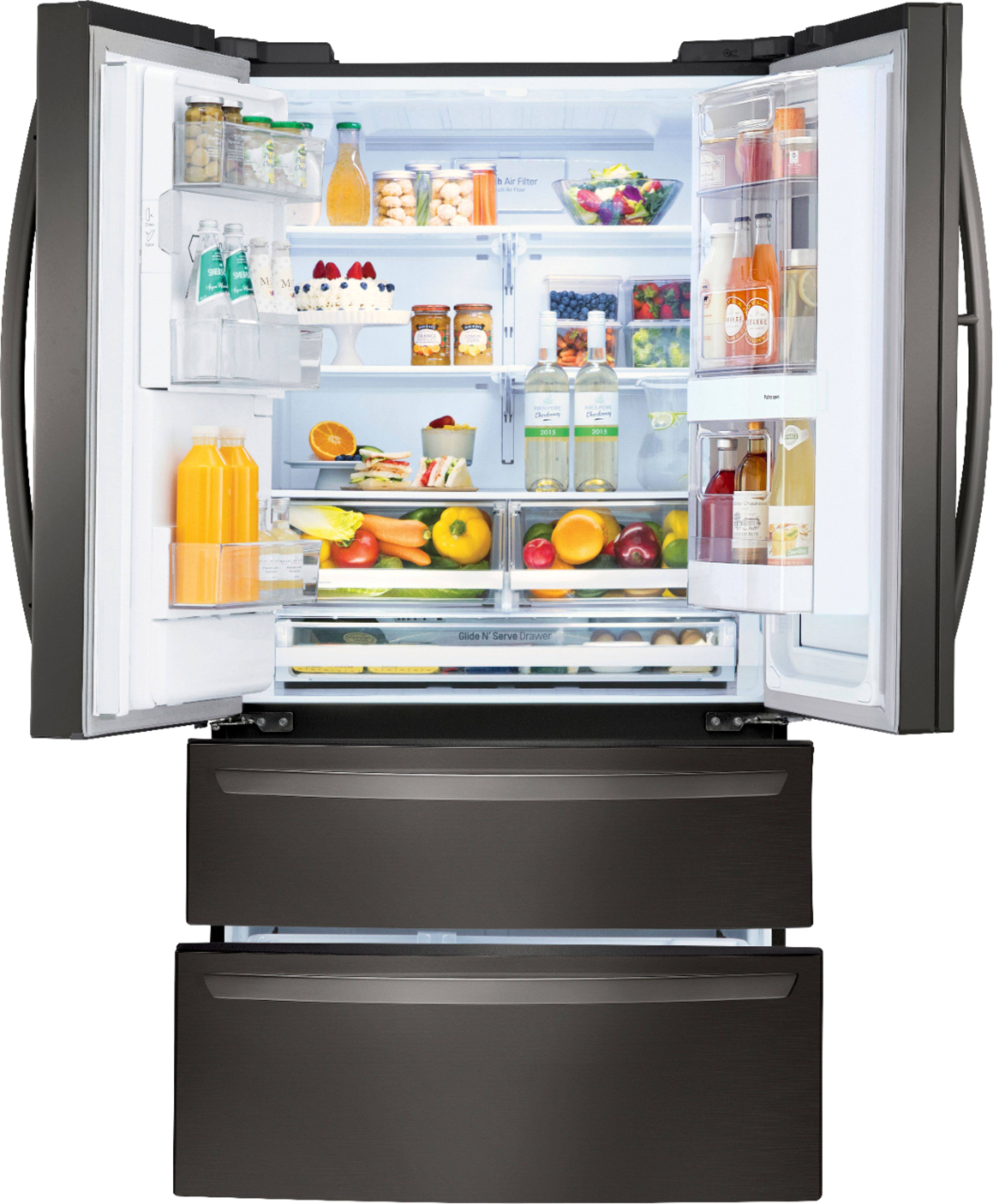 Alt View 1. LG - 27.8 Cu. Ft. 4-Door French Door Smart Refrigerator with InstaView - Black stainless steel.