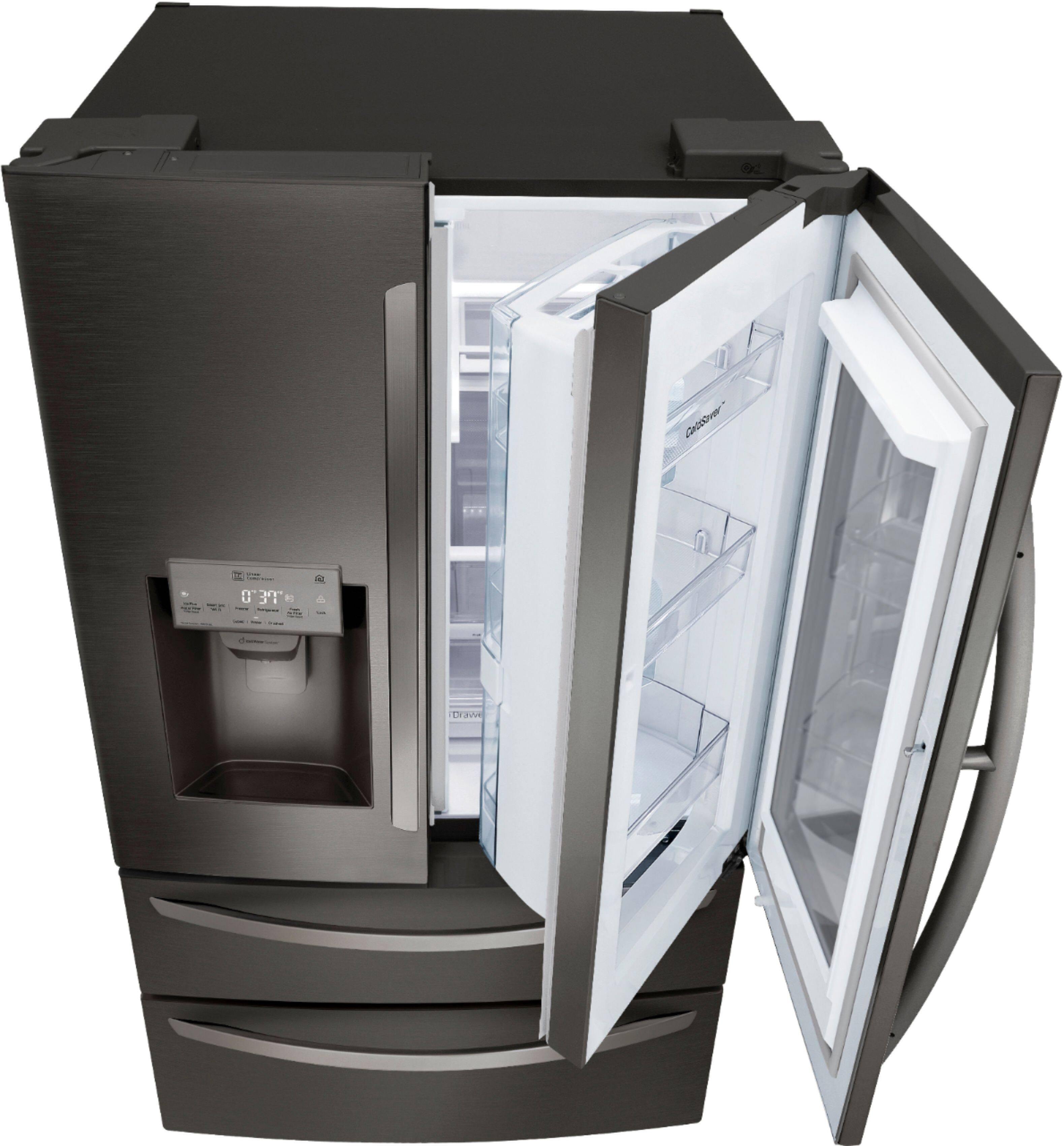 Alt View 27. LG - 27.8 Cu. Ft. 4-Door French Door Smart Refrigerator with InstaView - Black stainless steel.