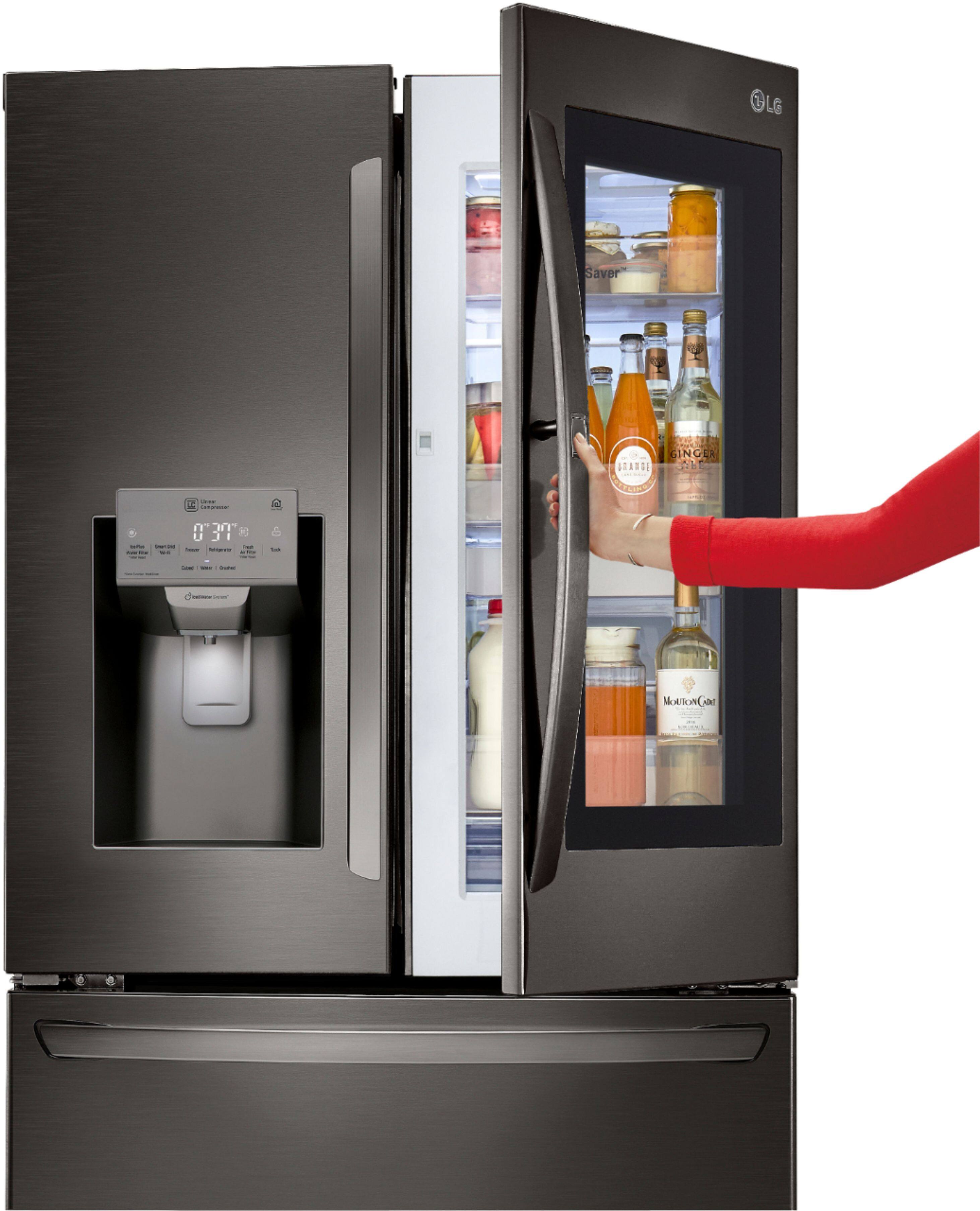 Alt View 32. LG - 27.8 Cu. Ft. 4-Door French Door Smart Refrigerator with InstaView - Black stainless steel.