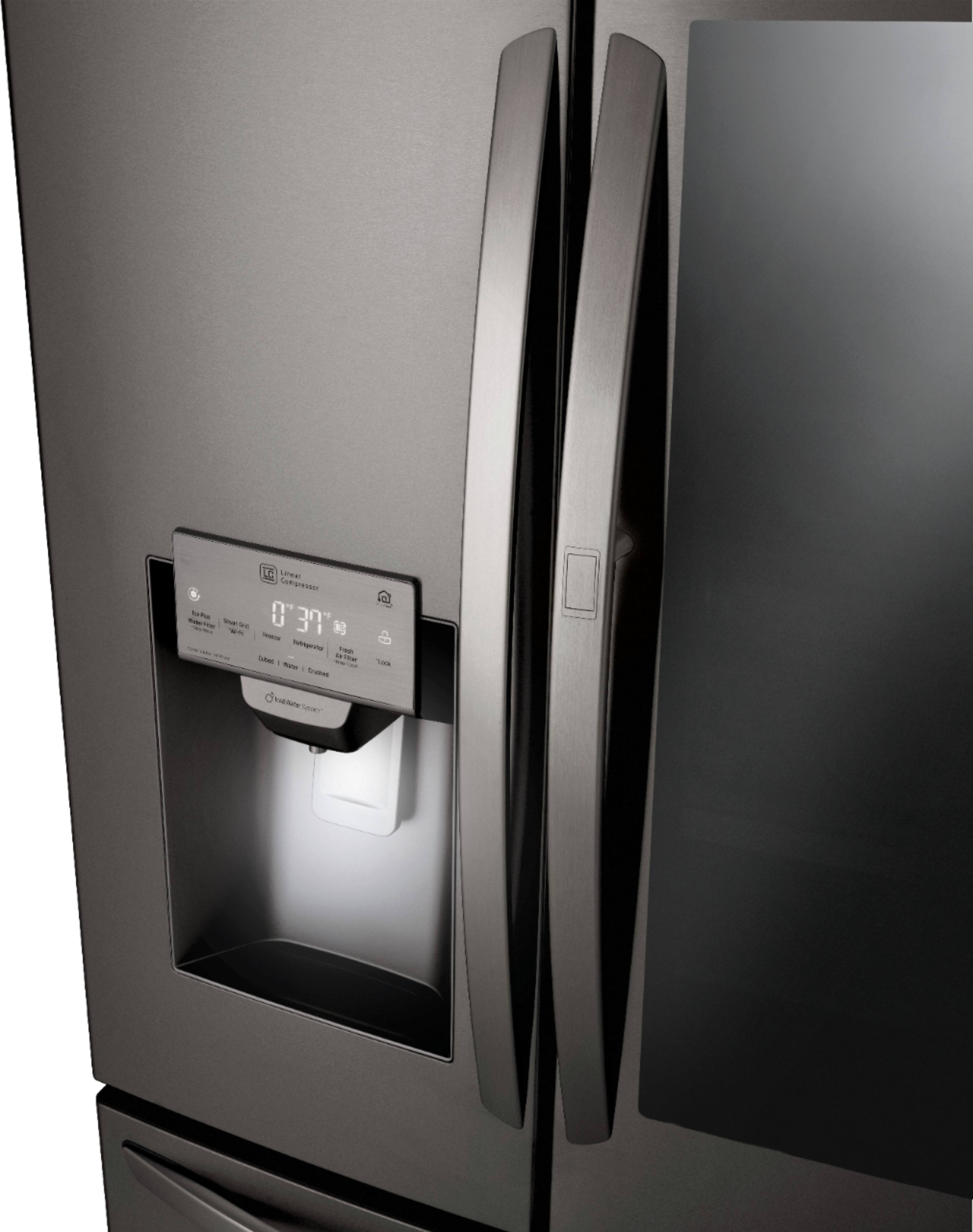 Alt View 5. LG - 27.8 Cu. Ft. 4-Door French Door Smart Refrigerator with InstaView - Black stainless steel.