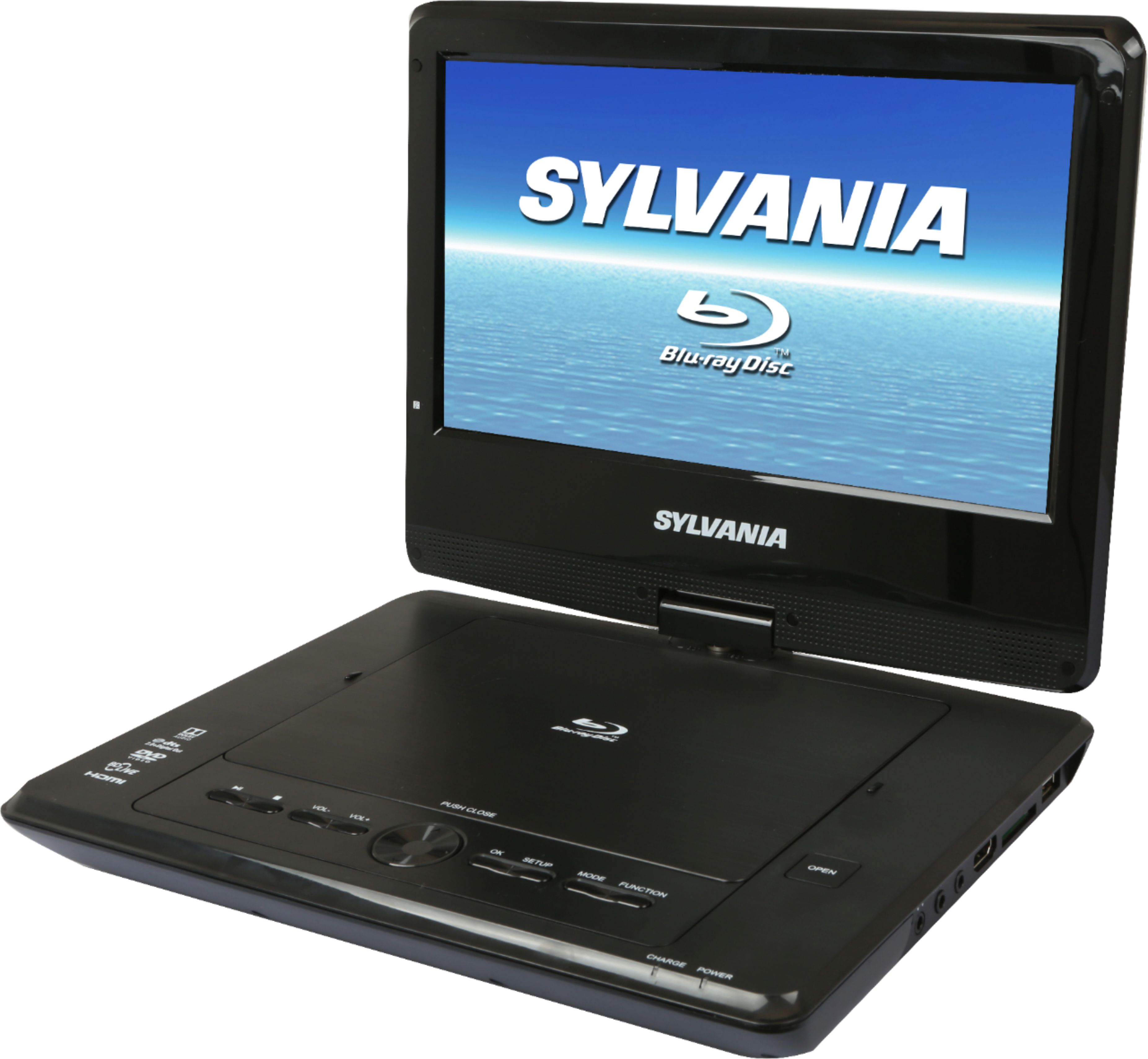 Left View: Sylvania - 10” Portable Blu-ray Player with Swivel Screen - Black