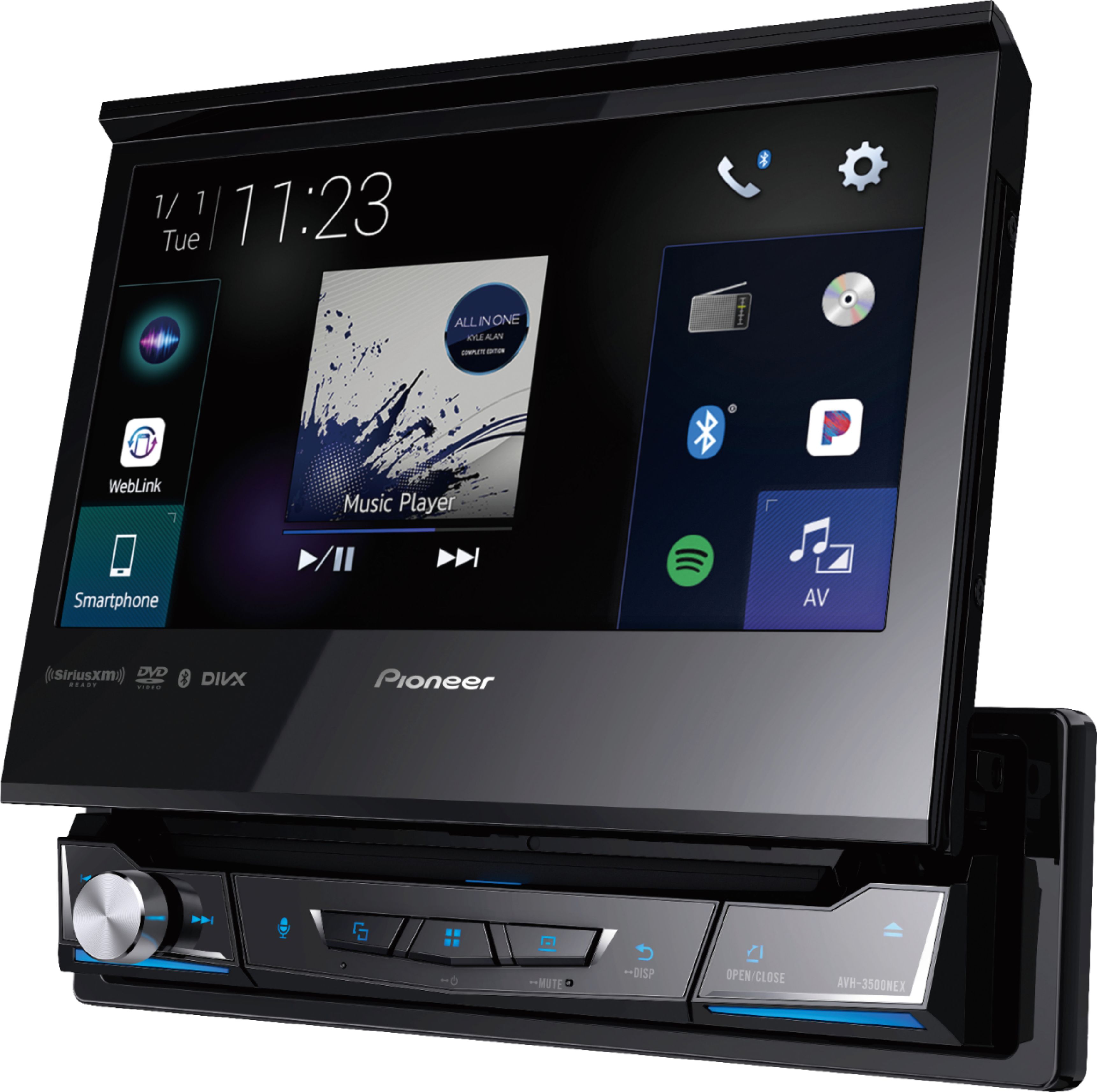 Angle View: Pioneer - 7" - Apple CarPlay, Android Auto, Bluetooth, and SiriusXM-Ready - Multimedia DVD Receiver - Black
