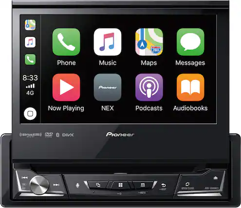 Front. Pioneer - 7" Motorized Android Auto™ and Apple CarPlay® Bluetooth® Digital Media (DM) Receiver - Black.