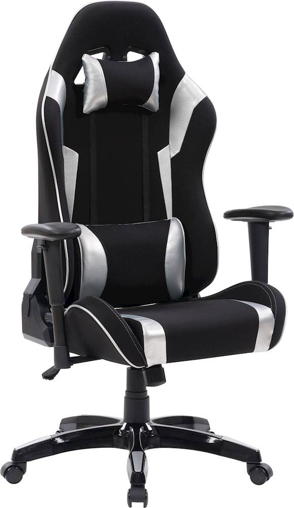 Angle View: CorLiving - High-Back Ergonomic Gaming Chair - Black/Mesh Silver