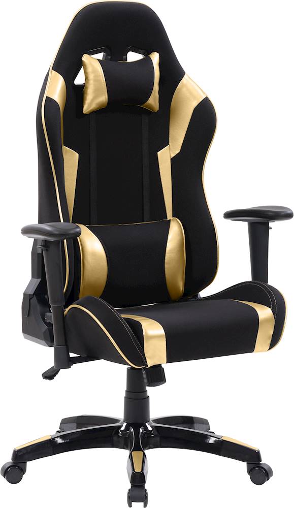 Angle View: CorLiving - High-Back Ergonomic Gaming Chair - Black/Mesh Gold