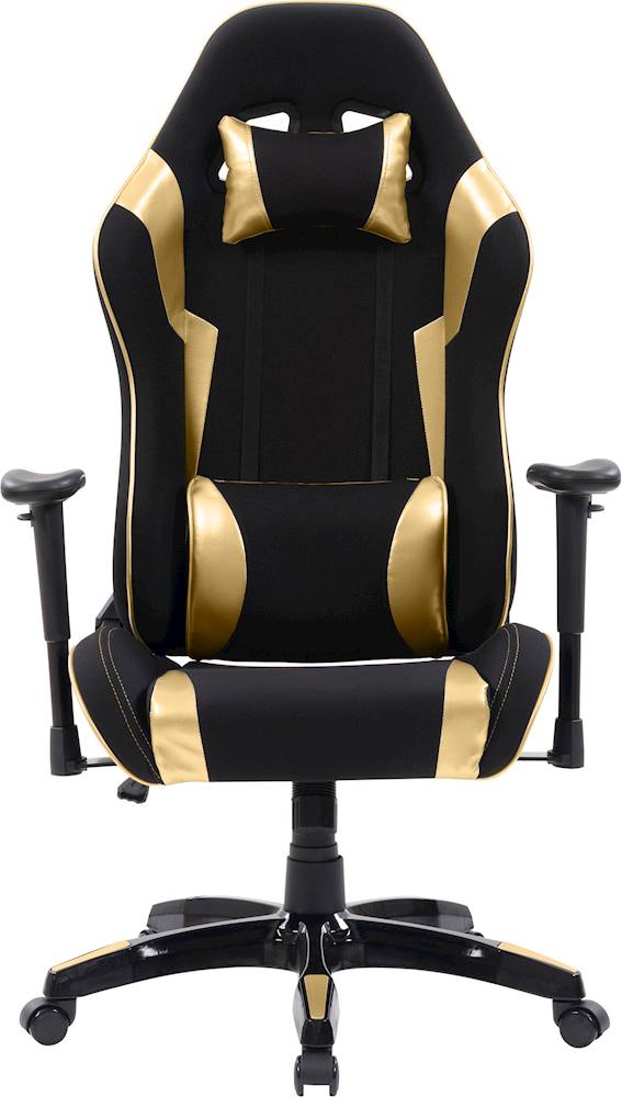 CorLiving - High-Back Ergonomic Gaming Chair - Black/Mesh Gold
