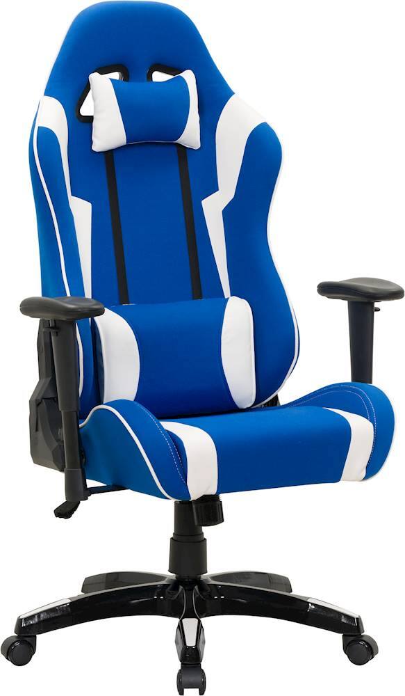 Angle. CorLiving - High-Back Ergonomic Gaming Chair - Blue/Mesh White.