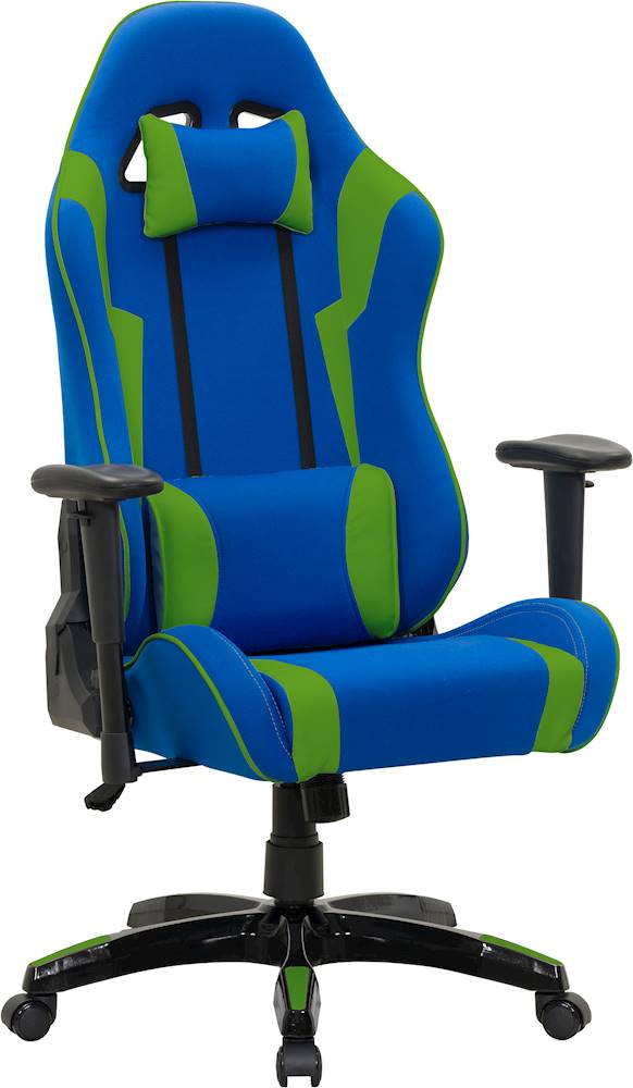 Angle View: CorLiving - High-Back Ergonomic Gaming Chair - Blue/Mesh Green