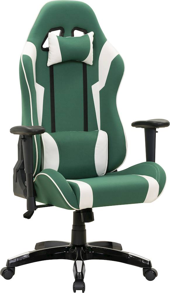Angle View: CorLiving - High-Back Ergonomic Gaming Chair - Green/Mesh White
