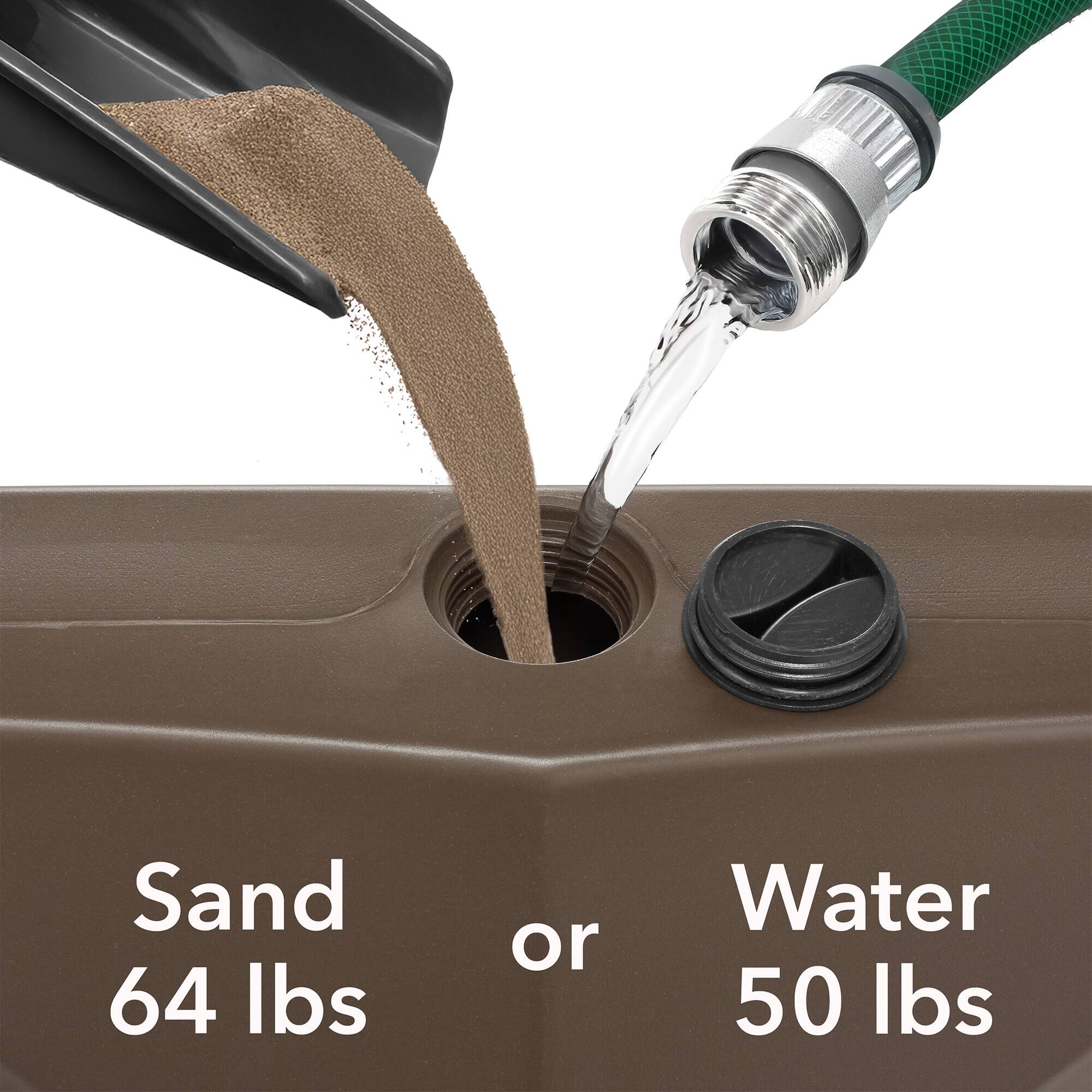 Sand 64 lbs or Water 50 lbs