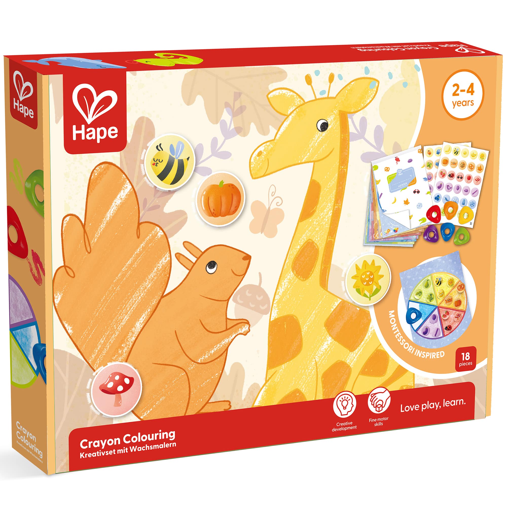 Hape - Hape: Crayon Coloring - 18pc Art Set, Animal & Nature Theme, Ages 2+