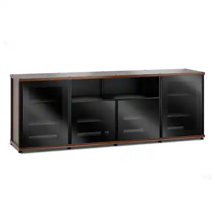 Front. Salamander Designs - Salamander Designs Synergy 345 Quad AV Cabinet (American Cherry with Black Glass & Black Posts) - Cherry/Black.