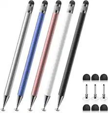 Front. Core Tech - 2-in-1 Stylus Pens (5-Pack) for Touchscreen Devices High Precision Stylus for iPhone, iPad, Android Tablets Smartphone - Black/White/Blue/Rose Gold/Silver.