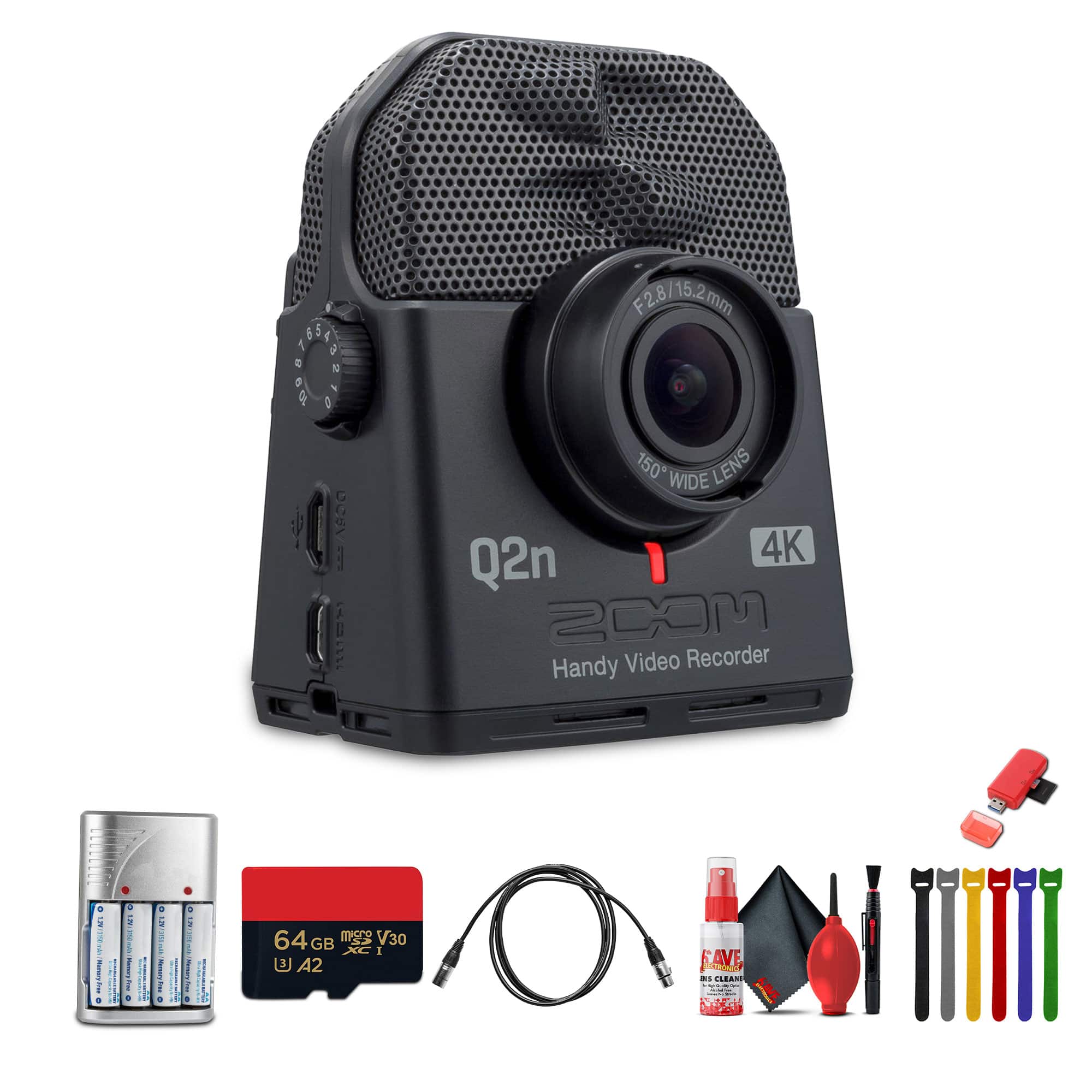 Zoom Q2n 4K Handy Video Recorder + 64GB Memory Card Bundle ZQ2N4K